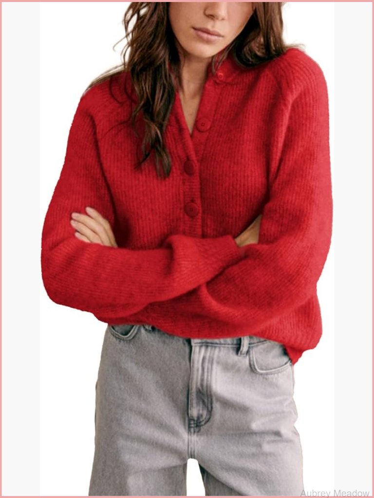 Chunky Knit Open Front Cardigan Long Sleeve Crewneck Button Down